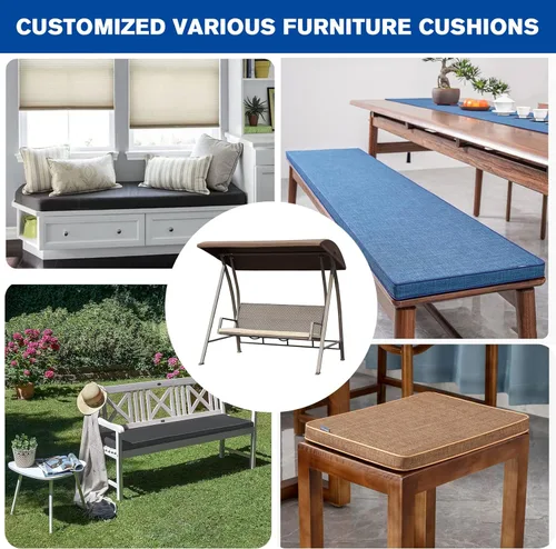 Vista 8 de Cojín de tamaño personalizado para banco, cojín personalizable para asiento de ventana de muebles de patio de interior y exterior, funda de lino