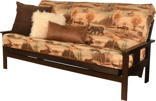 Vista 110 de MFD Futón Montana, Verde, Tela Madera, Colchón de ante de turba