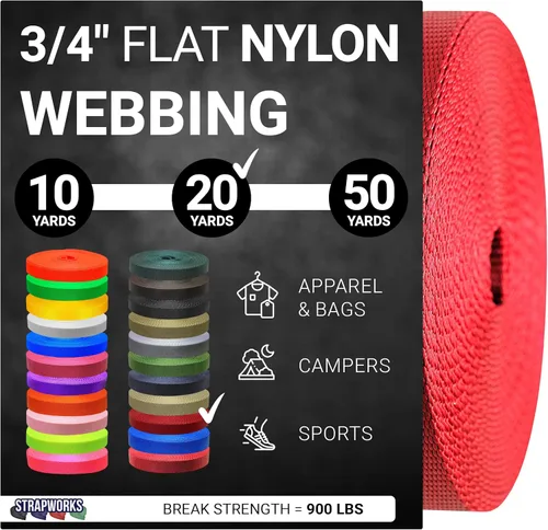 Vista 28 de Strapworks Rollo de correa de nailon resistente de 3/4 pulgadas para cinturón, mochila, eslinga, collar, correa, correas y más, 10, 20 o 50 yardas
