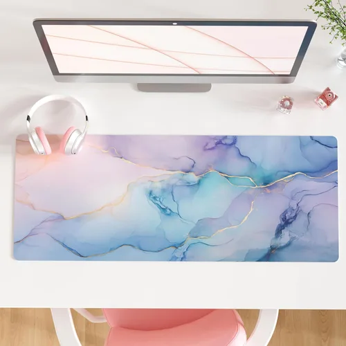 Vista 14 de QiyI Alfombrilla grande para mouse, alfombrilla de escritorio extendida para escritorio, alfombrilla de mouse impermeable de piel sintética