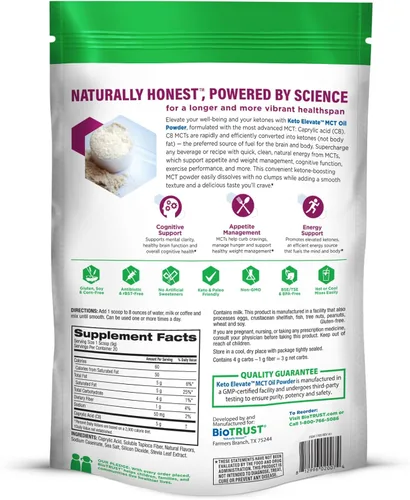 Vista 7 de BioTrust Keto Elevate - Aceite en polvo C8 MCT, crema cetogénica de café MCT, crema de café Keto - Energía limpia, enfoque mental, claridad, 100%