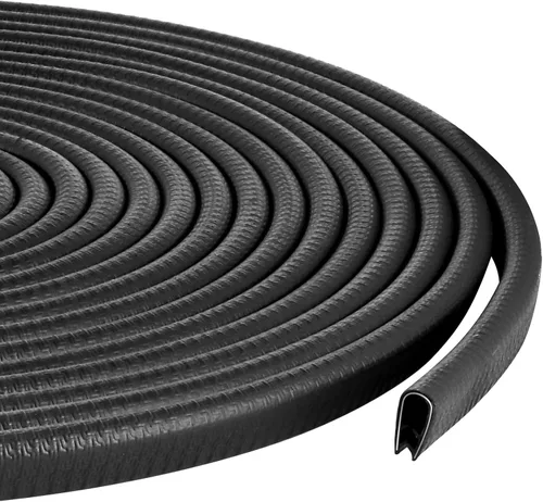 Vista 9 de Protector de borde de goma de 10 pies/3 m, protector de borde de puerta sin adhesivo, tira de sello de borde en forma de U con clips de metal