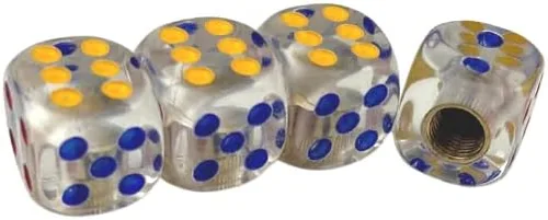 Vista 4 de 4 piezas Tapones para válvula de neumático de coche, universales para ruedas de vehículos, forma de dados, cubiertas universales para válvulas