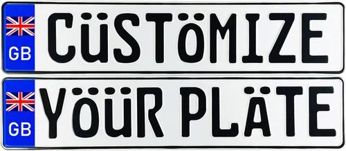 Vista 8 de Placa de matrícula personalizada de Gran Bretaña (placa + marco)