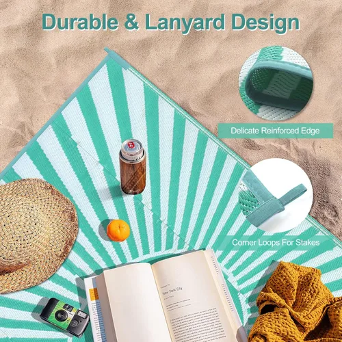 Vista 4 de Wonnitar Alfombra Sun Outdoor Azul y Verde 5x8