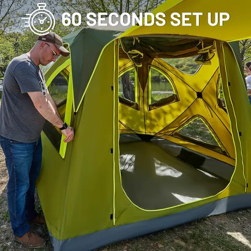Vista 5 de TIMBER RIDGE Camping Tent, 4 Person Instant Pop Up Hub Tent with 8 Windows, Easy 60 Second Setup, Weather Resistant Family Cabin Tents with Rain Fly