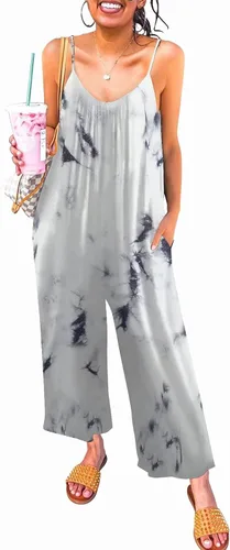 Vista 2 de SNUGWIND - Traje de una pieza para mujer, de tirantes, estilo informal, sin mangas, holgado, ajustable pantalones largos y elásticos, con bolsillos