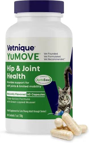 YuMOVE Suplemento para articulaciones de gato con glucosamina, Omega 3, ácido hialurónico y mejillón de labios verdes - Suplemento de apoyo