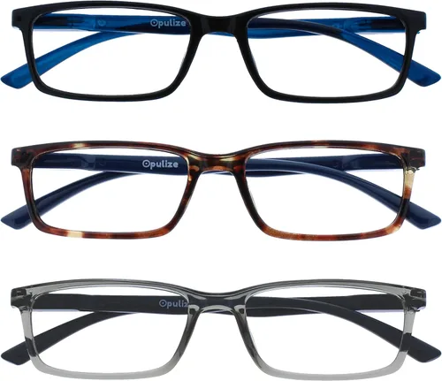 Vista 13 de OPULIZE SEE Reading Glasses with Blue Light Blocking for Women and Men, Narrow Frame, Spring Hinges, Computer Gaming Glasses