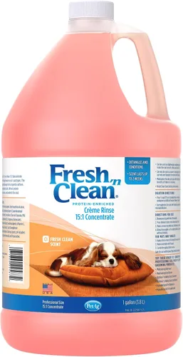 PetAg Fresh 'n Clean - Enjuague perfumado en crema, aroma fresco clásico (concentrado 15:1), 1 galón, acondiciona e hidrata la piel con vitamina E y