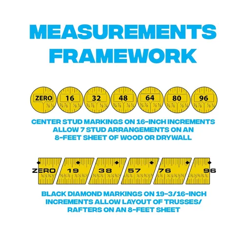 Vista 7 de OX Tools Tuff Blade - Cinta métrica magnética de construcción a prueba de golpes con doble gancho magnético - Hoja de 1 1/4 pulgadas de ancho