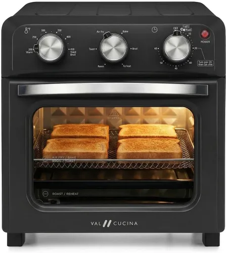 Vista 11 de VAL CUCINA Combo de horno tostador y freidora de aire 6 en 1, compacto horno de convección de encimera pequeño de 12.7 cuartos de galón, se adapta a