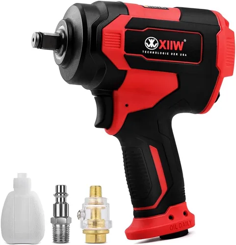 Vista 17 de XIIW Llave de impacto angular de 1/2 pulgada, par máximo de 910 pies-libras, diseño compacto y ligero de 3.63 lb, pistola de aire de impacto mini