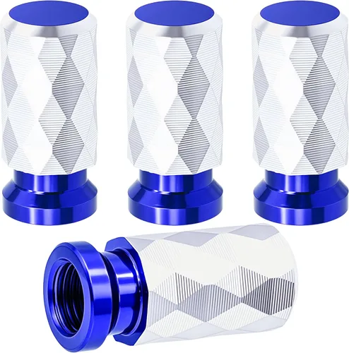 Vista 18 de 4 piezas de tapas de vástago de válvula de neumático de automóvil, tapas de válvula de aire de neumático a prueba de fugas de aleación de aluminio