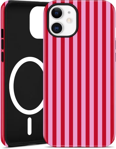 Vista 11 de Jusy Compatible con MagSafe Funda de Teléfono a Rayas para iPhone 7/8/SE, Bonita Funda de Teléfono Protectora Magnética Estética de TPU Suave y PC