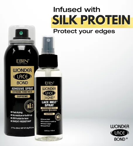 Vista 2 de Wonder Lace Bond Supreme - Aerosol adhesivo para peluca de 2.7 onzas con spray de encaje para derretir 3.39 onzas por EBIN NEW YORK - Pegamento sin