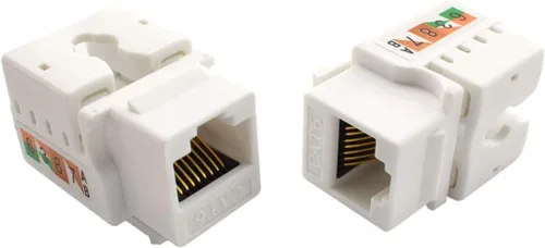 Vista 7 de Placa de pared Ethernet RJ45 CAT.6, paquete de 1 placa frontal de acoplador en línea de conector Keystone de red Cat6 con conector de módulo RJ45