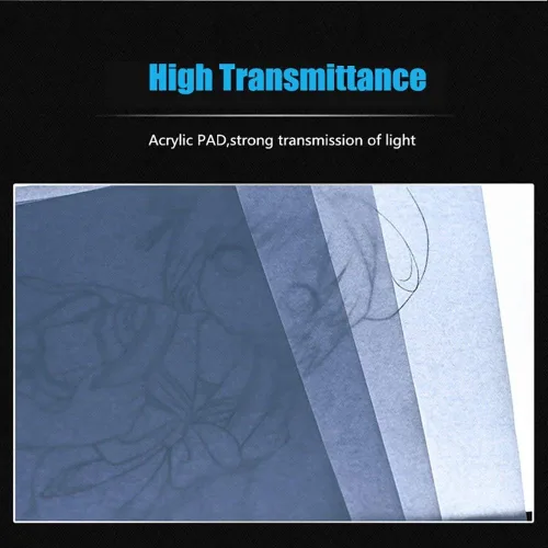 Vista 3 de Caja de luz LED A4 ultrafina portátil con cable USB, brillo regulable, caja de luz LED para dibujo, boceto, animación, estarcado, visualización