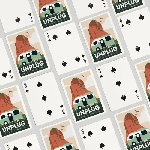 Vista 4 de Lantern Press Angels Landing, Zion National Park, Utah, Go Unplug, Retro Camper, 52 Playing Cards for Adults, Poker Size Card Deck