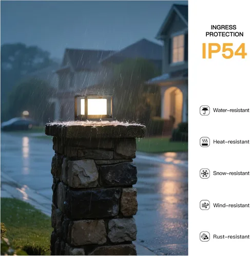 Vista 3 de MVBT Luces de poste para exteriores de 7.1 pulgadas, luces de pilar con cable duro, AC100-240 V, luz de columna moderna, lámpara de cubierta