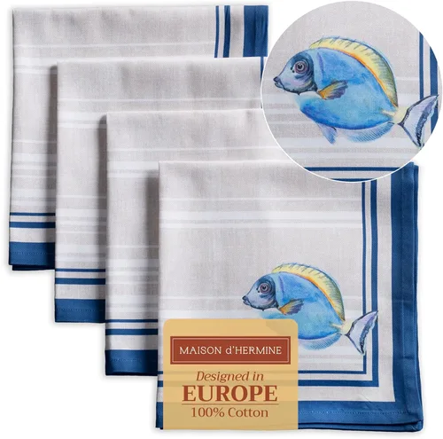 Vista 17 de Maison d' Hermine - Juego de 4 servilletas 100 % de tela de algodón lavable, decorar o regalar, hogar, cocina, comedor, fiestas de cóctel