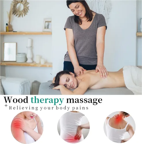 Vista 4 de Herramientas de masaje de terapia de madera, rodillo de masaje curvado para esculpir el cuerpo, masajeador de drenaje linfático, kit