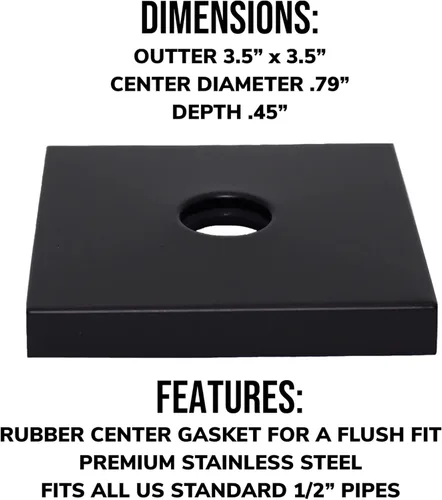 Vista 3 de Corla Brida de brazo de ducha cuadrada moderna de 3.5 pulgadas Placa de cubierta de escudo de repuesto universal extra grande (oro cepillado)