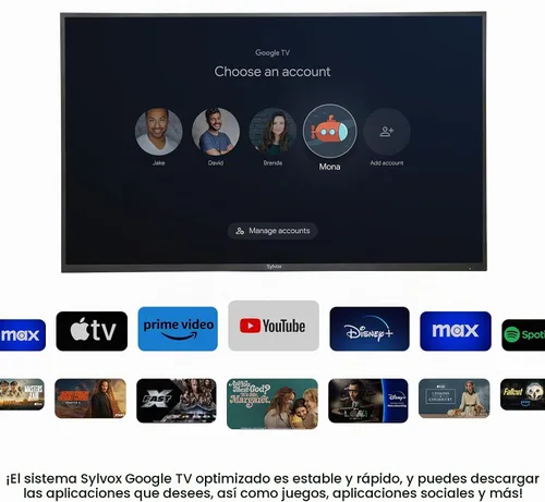 Vista 4 de SYLVOX Televisor exterior de 43", antirreflejos 4K UHD HDR10, Dolby Atmos