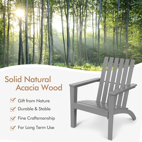 Vista 4 de Tangkula Silla Adirondack de madera de acacia para exteriores, resistente a la intemperie, para patio, jardín, terraza, hoguera, muebles de porche