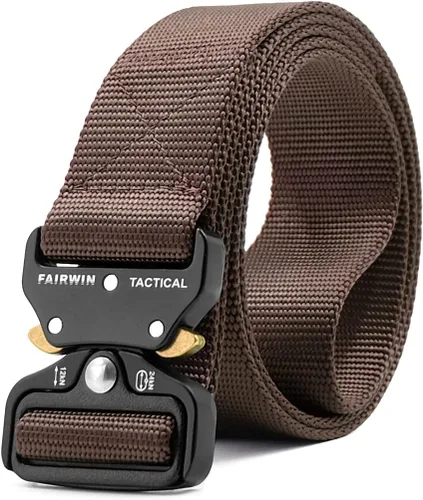 Vista 9 de FAIRWIN Tactical Belt, Work Belts for Men Military Webbing Riggers Web Belt Heavy-Duty Quick-Release Buckle