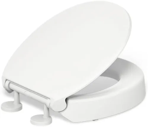 KOHLER 25876-0 Hyten Asiento de inodoro redondo de cierre suave elevado de 3 pulgadas de altura, asiento contorneado con parachoques apretados,