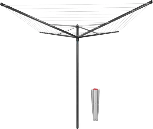 Brabantia Topspinner Tendedero giratorio de 4 brazos para exteriores (164 pies/Ø 1.8 pulgadas) giratorio y plegable + estaca de tierra (Antracita)