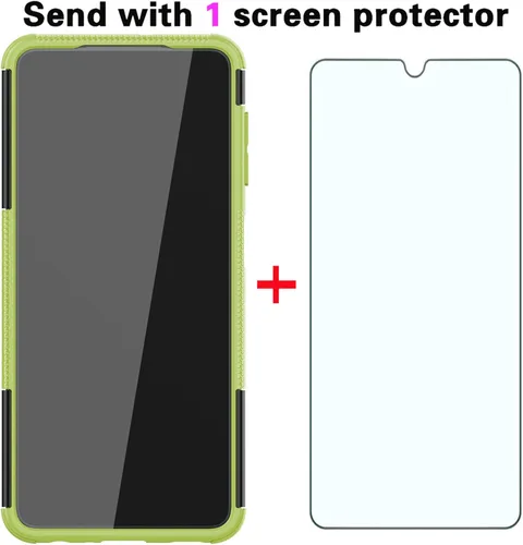 Vista 4 de Asuwish Funda de teléfono para Samsung Galaxy A22 4G de 6.4 pulgadas con protector de pantalla de vidrio templado y soporte delgado, híbrida