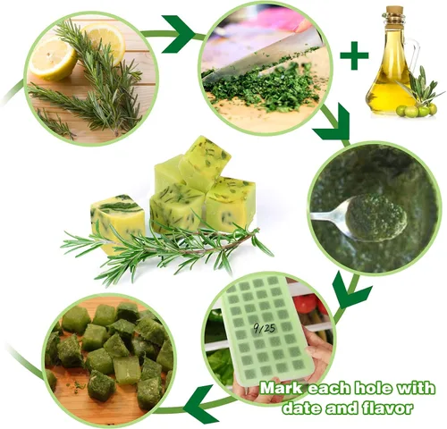 Vista 5 de AIERSA Moldes de Silicona para Cubos de Aceite Infusionado con Hierbas, 1 Pieza Bandeja Mini de Dulces Gomitas de 32 Cavidades, Moldes Cuadrados