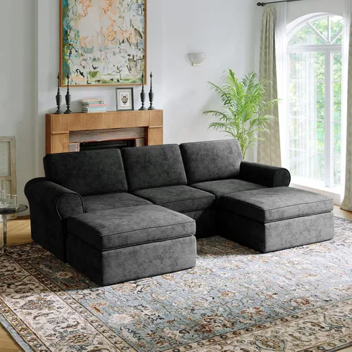 Vista 34 de Novilla Sofá modular de 108 pulgadas, sofás modulares modulares para sala de estar y dormitorio, funda extraíble de chenilla, sofá nube con soporte