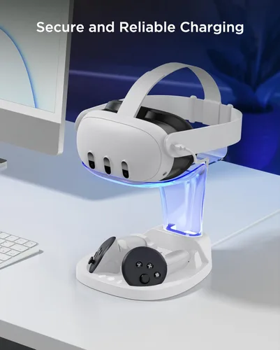 Vista 6 de YOGES Charging Dock for Meta Quest 3 with Rechargeable Controller Batteries Kit, Accessories Charger Station for Oculus Quest 3 VRMR Headset