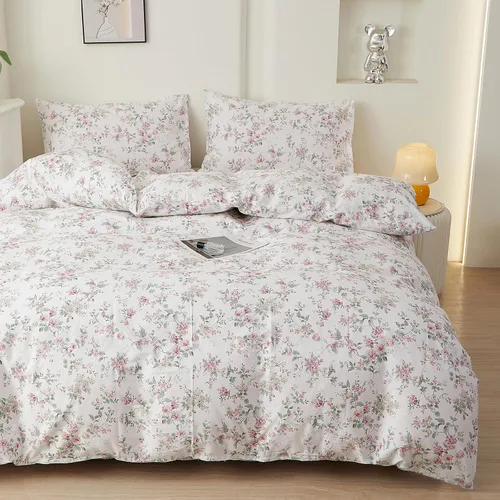 Vista 41 de EAVD - Juego de funda nórdica con motivos florales botánicos, tamaño King, 100 % algodón, suave y reversible, 2 fundas de almohada, funda de edredón