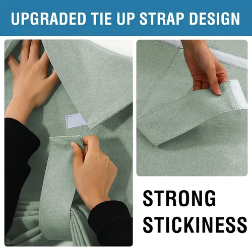 Vista 4 de H.VERSAILTEX Cortinas francesas de lino con textura de privacidad, cortinas de ventana de cocina, cortinas impermeables de 26 x 68 pulgadas