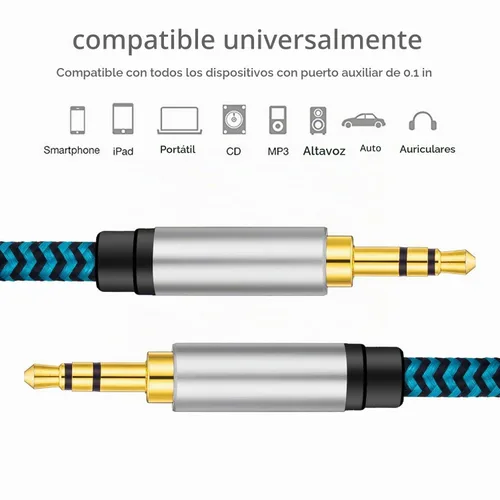 Vista 9 de Cable auxiliar de 20 pies, cable de audio trenzado de nailon de 0.138 in, cable auxiliar macho a macho para automóvil, para auriculares, tabletas
