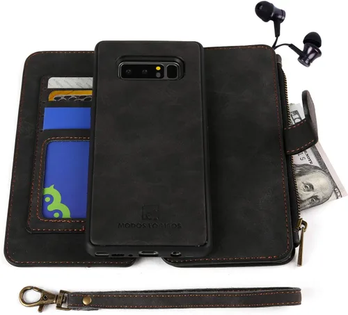 MODOS LOGICOS Funda para Samsung Galaxy Note 8, [Cartera desmontable Folio] [2 en 1] [Almacenamiento de efectivo con cremallera] [14 ranuras para