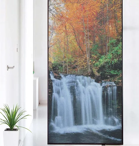 Vista 18 de Película decorativa de privacidad para ventana, control de calor, bloqueo solar, protección UV, diseño de bosque de abedul, adherencia estática