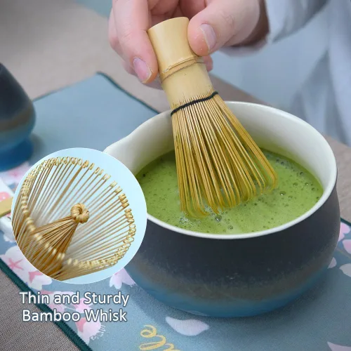 Vista 6 de Joyscale Juego de batidor de matcha, juego de 8 piezas de kit de matcha, juego de tazón y batidor de cerámica para matcha para hacer desayuno/café