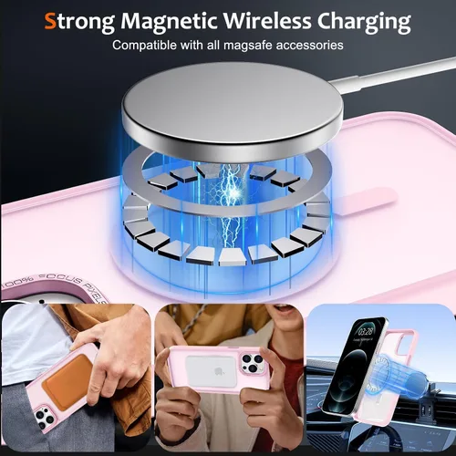 Vista 115 de Anuck - Funda magnética para iPhone 11 compatible con MagSafe, carcasa trasera mate translúcida dura, borde de TPU, delgada, resistente a impactos