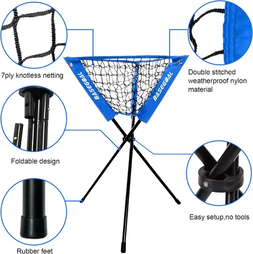 Vista 2 de BaseGoal Ball Caddy - Cesta de béisbol portátil y plegable para entrenamiento de práctica de lanzamiento de bateo