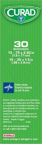 Vista 4 de Tiritas Curad Quickstop, de tela flexible con tecnología para coagulación instantánea, CUR5245, 1, 1