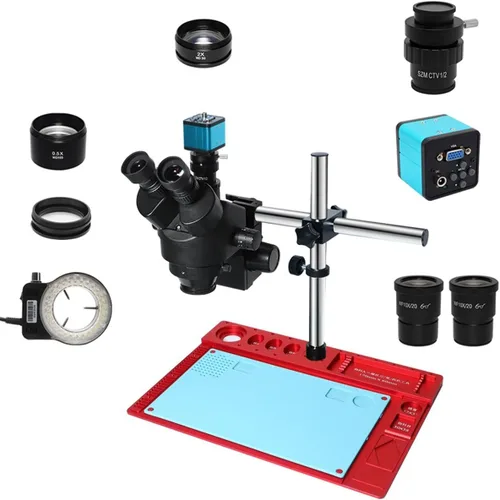 Vista 7 de Kit de accesorios para microscopio 38MP H_DMI USB Microscopio Digital Cámara 3.5X-90X Simul-Focal Trinocular Estéreo Microscopio Zoom Microscopio