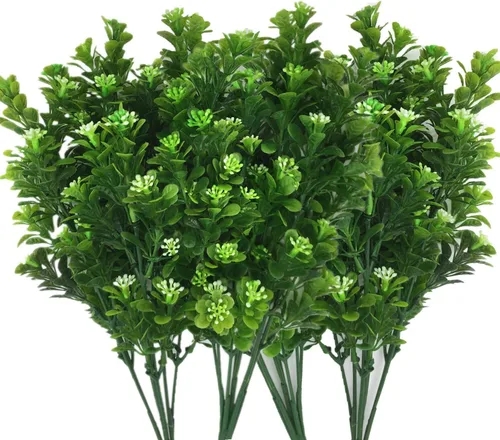 Vista 30 de CATTREE Arbustos artificiales, plantas de plástico, hierba de bambú, arbustos verdes falsos, hojas verdes, bodas, interiores, exteriores, hogar