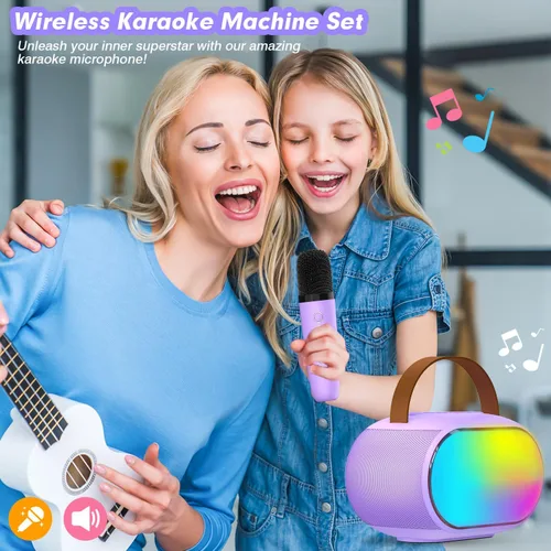 Vista 7 de Heroange Máquina de micrófono de karaoke con 2 controladores, juguete para niñas y niños de 3, 4, 5, 6, 7, 8, 9, 10, 11, 12 años de edad, altavoz