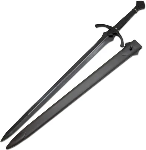 Vista 2 de Medieval Warrior Espada negra 42 pulgadas en general hecha a mano forjada a mano 1065 acero de alto carbono espiga completa