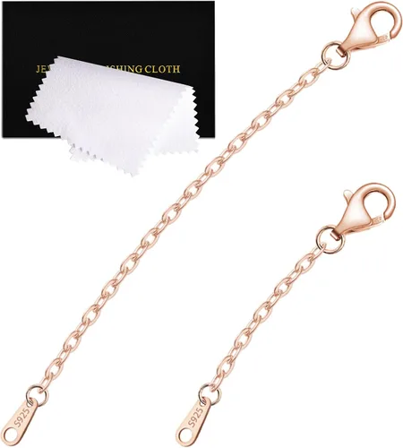 Vista 30 de Extensores de collar para mujer, chapados en oro de 14 quilates, extensores de collar duraderos, cadena de plata de ley 925 para pulsera